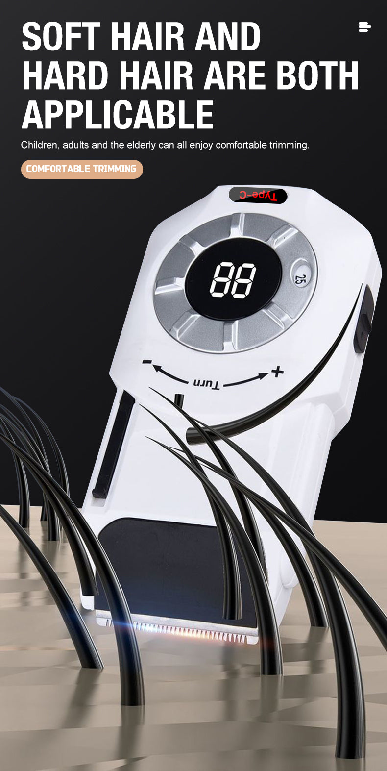 Electric hair clipper, hair cutting tool, self cutting pusher, electric push hair salon, dedicated for home use, children's hair