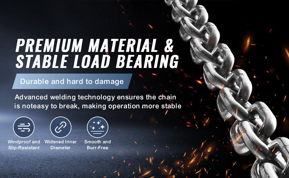 SucceBuy 33ft Proof Coil Chain 1/8" 350 lbs Zinc Plated Safety Chain with Galvanized Carbon Steel Link Chain for Towing