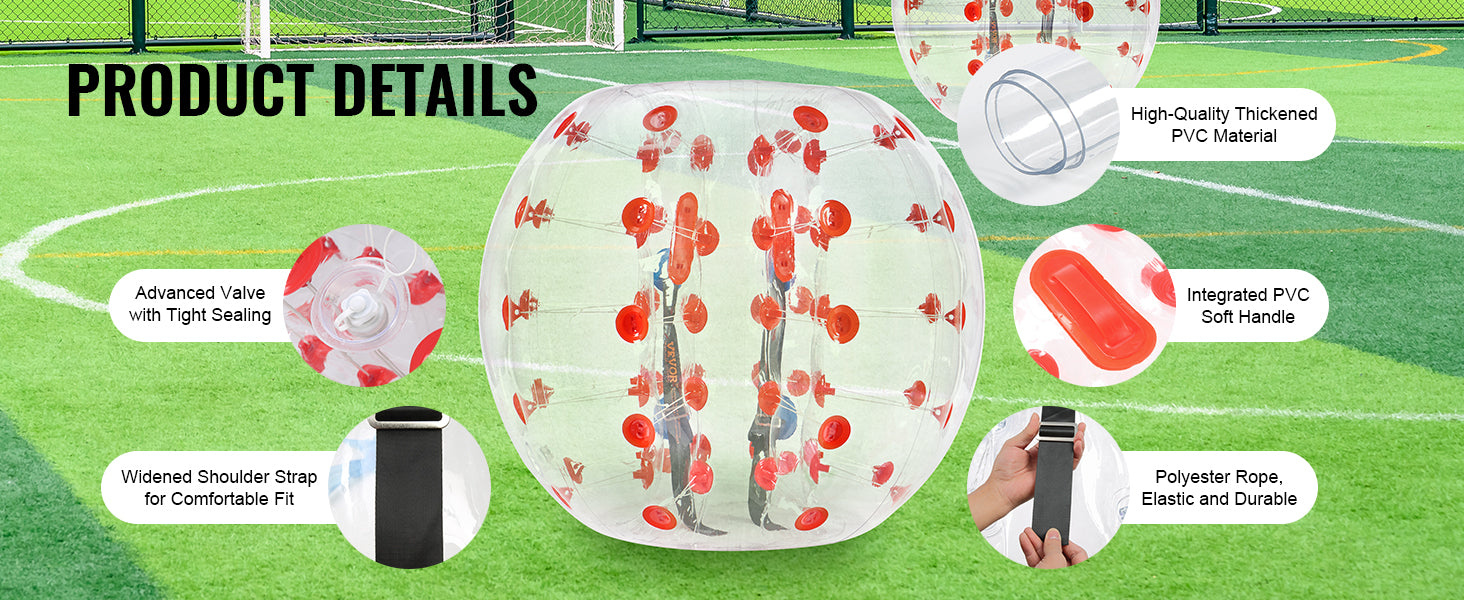 SucceBuy Inflatable Bumper Ball 4FT/1.2M Body Sumo Zorb Balls for Teen & Adult 0.8mm PVC Bubble Balls Bumper Bopper Toys