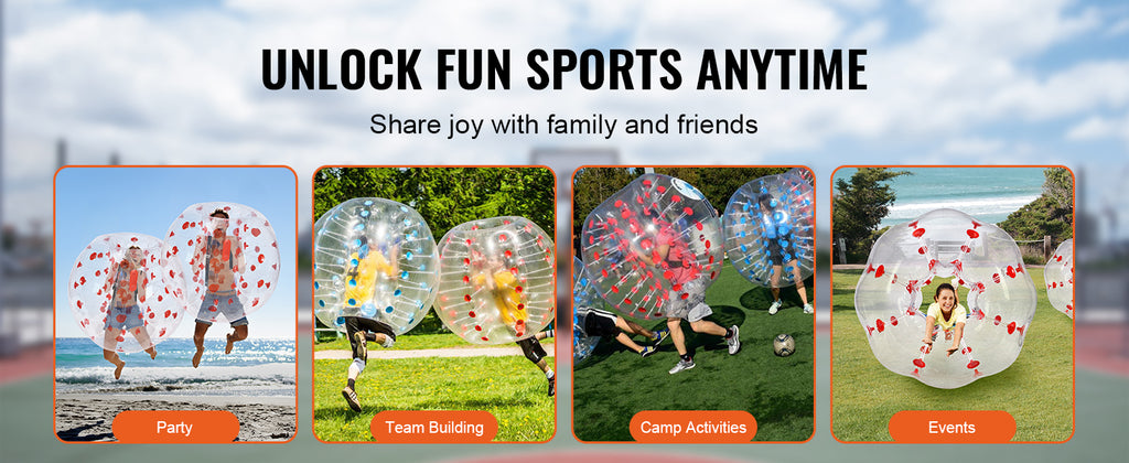 SucceBuy Inflatable Bumper Ball 4FT/1.2M Body Sumo Zorb Balls for Teen & Adult 0.8mm PVC Bubble Balls Bumper Bopper Toys